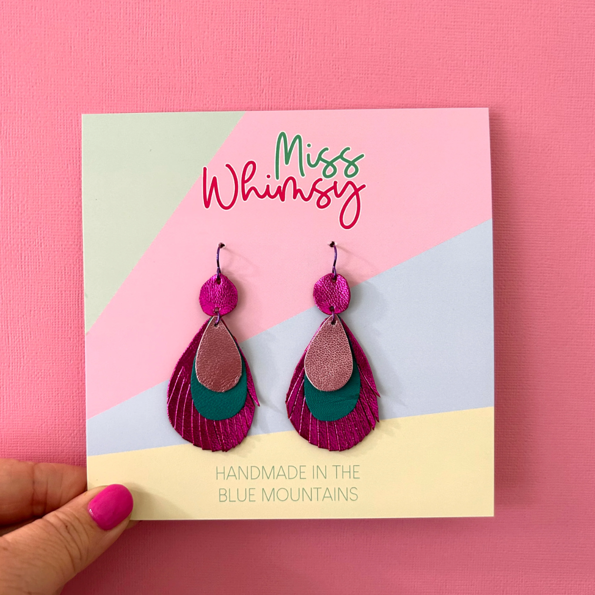 Peacock Dangles - Fuchsia Pop