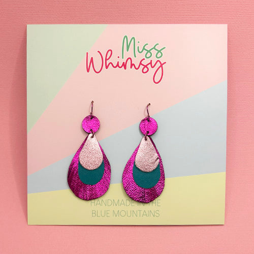 Peacock Dangles - Fuchsia Pop