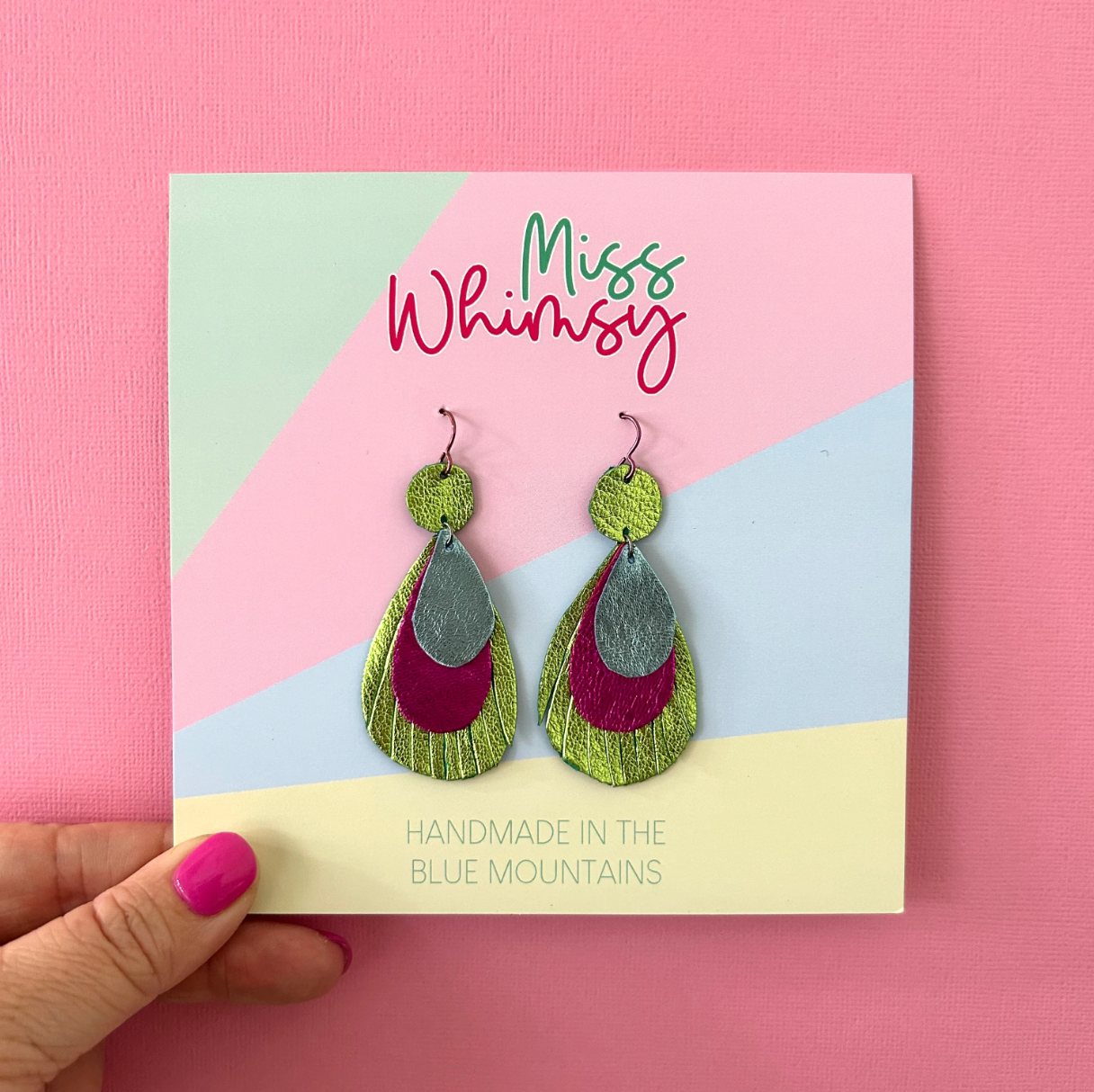 Peacock Dangles - Lime Shine