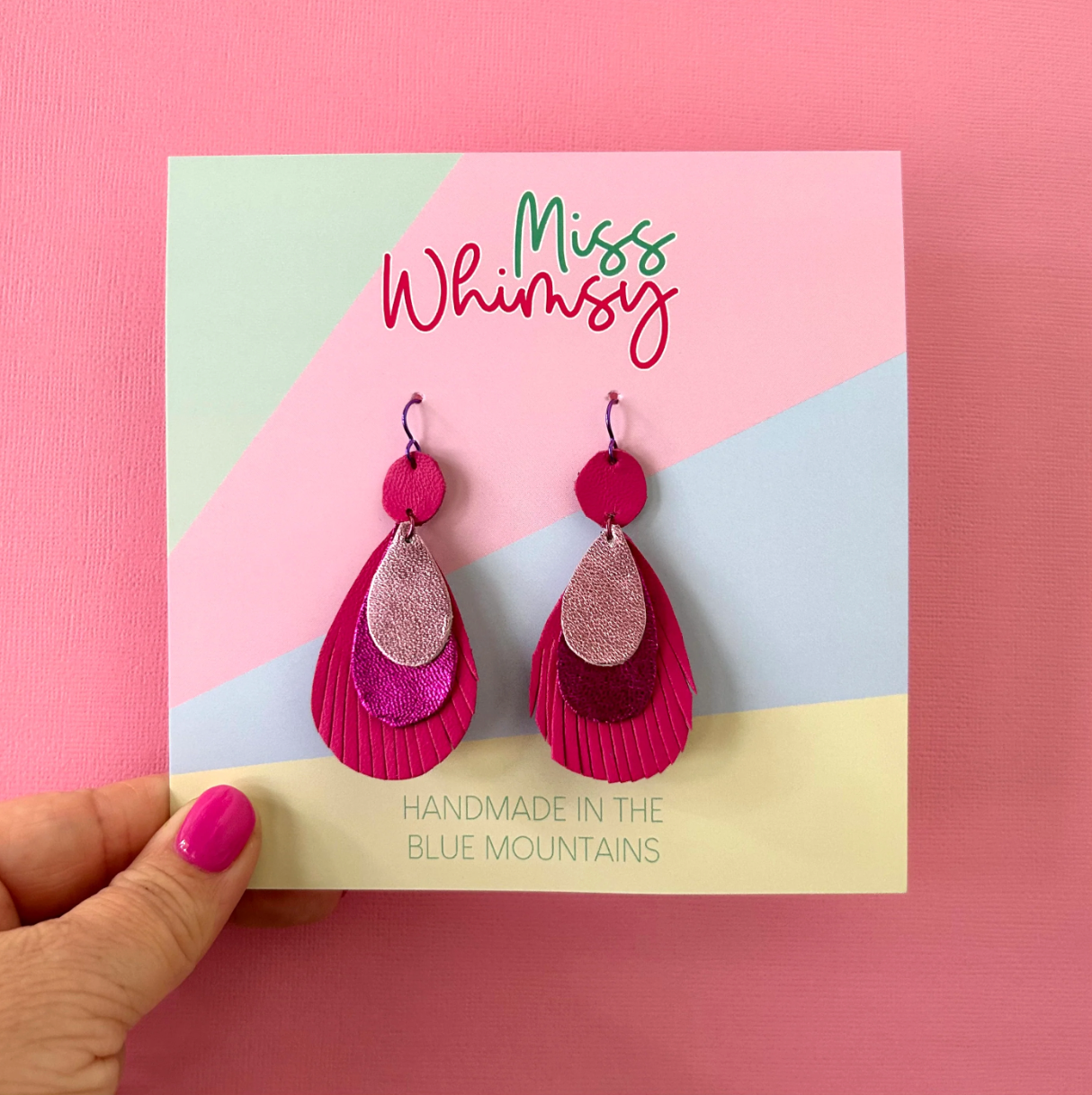 Peacock Dangles - Flamingo